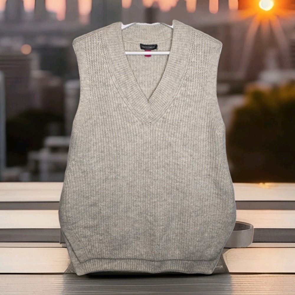 Vince Camuto Oversized Sweater Vest ‎ Light Beige SZ: XSM EUC